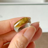 16.3mm A-Grade Natural Blue Brownish Yellow Jadeite Saddle Top Ring Band No.162653