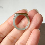 16.3mm A-Grade Natural Blue Brownish Yellow Jadeite Saddle Top Ring Band No.162653
