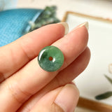 SOLD OUT: A-Grade Natural Bluish Green Jadeite Donut Pendant No.170656