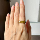 16.3mm A-Grade Natural Blue Brownish Yellow Jadeite Saddle Top Ring Band No.162653