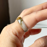16.3mm A-Grade Natural Blue Brownish Yellow Jadeite Saddle Top Ring Band No.162653