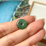 SOLD OUT: A-Grade Natural Bluish Green Jadeite Donut Pendant No.170656
