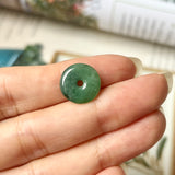 SOLD OUT: A-Grade Natural Bluish Green Jadeite Donut Pendant No.170656