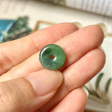 SOLD OUT: A-Grade Natural Bluish Green Jadeite Donut Pendant No.170656