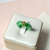 17.8mm A-Grade Natural Imperial Green Jadeite Peranakan Tile Ring No. 162528