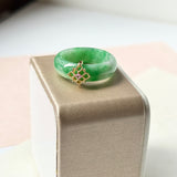 17.8mm A-Grade Natural Imperial Green Jadeite Peranakan Tile Ring No. 162528