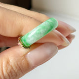 17.8mm A-Grade Natural Imperial Green Jadeite Peranakan Tile Ring No. 162528