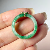 17.8mm A-Grade Natural Imperial Green Jadeite Peranakan Tile Ring No. 162528