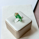 17.8mm A-Grade Natural Imperial Green Jadeite Peranakan Tile Ring No. 162527