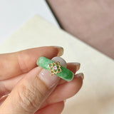17.8mm A-Grade Natural Imperial Green Jadeite Peranakan Tile Ring No. 162527