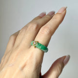 17.8mm A-Grade Natural Imperial Green Jadeite Peranakan Tile Ring No. 162527