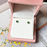 Icy A-Grade Natural Imperial Green Jadeite Petite Dolly Earring (Champagne) No.180949