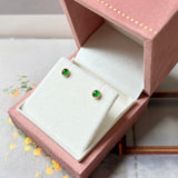 Icy A-Grade Natural Imperial Green Jadeite Petite Dolly Earring (Champagne) No.180949