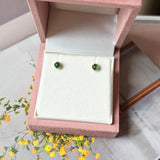 Icy A-Grade Natural Imperial Green Jadeite Petite Dolly Earring (Champagne) No.180950
