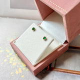 Icy A-Grade Natural Imperial Green Jadeite Petite Dolly Earring (Champagne) No.180950