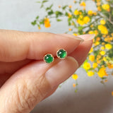Icy A-Grade Natural Imperial Green Jadeite Petite Dolly Earring (Champagne) No.180950