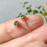 Icy A-Grade Natural Imperial Green Jadeite Petite Dolly Earring (Champagne) No.180950