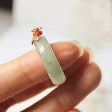 17.3mm A-Grade Natural Green Jadeite Joseon Ring (Red Sakura Flower) No.162333