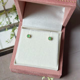 Icy A-Grade Natural Apple Green Jadeite Petite Dolly Earring (Champagne) No.180951