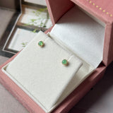 Icy A-Grade Natural Apple Green Jadeite Petite Dolly Earring (Champagne) No.180951