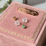 Icy A-Grade Natural Apple Green Jadeite Petite Dolly Earring (Champagne) No.180951