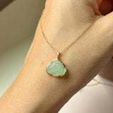 Icy A-Grade Light Green Jadeite Lotus Pendant No. 172683
