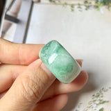 18mm A-Grade Natural Moss on Snow Jadeite Archer Ring Band No.161859