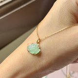 Icy A-Grade Light Green Jadeite Lotus Pendant No. 172683