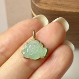 Icy A-Grade Light Green Jadeite Lotus Pendant No. 172683