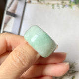 SOLD OUT: 18mm A-Grade Natural Moss on Snow Jadeite Archer Ring Band No.161859