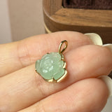 Icy A-Grade Light Green Jadeite Lotus Pendant No. 172683