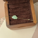 Icy A-Grade Natural Light Green Jadeite Lotus Bracelet No.190471
