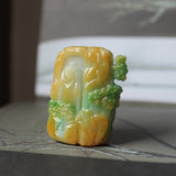 A-Grade Natural Green & Yellow Jadeite Ancient Ruins Pendant/ Display No.172134