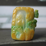 A-Grade Natural Green & Yellow Jadeite Ancient Ruins Pendant/ Display No.172134