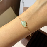 Icy A-Grade Natural Light Green Jadeite Lotus Bracelet No.190471