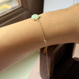 Icy A-Grade Natural Light Green Jadeite Lotus Bracelet No.190471