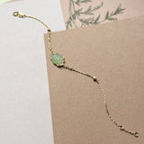 Icy A-Grade Natural Light Green Jadeite Lotus Bracelet No.190471