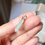 Icy A-Grade Light Green Jadeite P.Petals Lilac Flower Donut Pendant No.172098