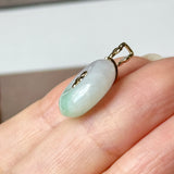 A-Grade Moss On Snow Jadeite V.Petals Lilac Flower Donut Pendant No.173002