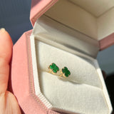 A-Grade Natural Imperial Green Jadeite Clover Stud Earring No.180660