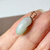 A-Grade Moss On Snow Jadeite V.Petals Lilac Flower Donut Pendant No.173002