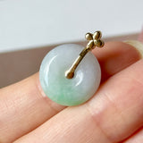 A-Grade Moss On Snow Jadeite V.Petals Lilac Flower Donut Pendant No.173002