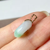 A-Grade Moss On Snow Jadeite V.Petals Lilac Flower Donut Pendant No.173002