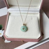 A-Grade Moss On Snow Jadeite V.Petals Lilac Flower Donut Pendant No.173003