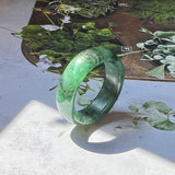 17.1mm Imperial Green Jadeite Abacus Ring Band No.161834
