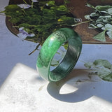 SOLD OUT: 17.1mm Imperial Green Jadeite Abacus Ring Band No.161834