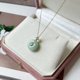 A-Grade Moss On Snow Jadeite V.Petals Lilac Flower Donut Pendant No.173003