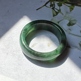 SOLD OUT: 17.1mm Imperial Green Jadeite Abacus Ring Band No.161834