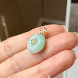 A-Grade Moss On Snow Jadeite V.Petals Lilac Flower Donut Pendant No.173003