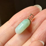 A-Grade Moss On Snow Jadeite V.Petals Lilac Flower Donut Pendant No.173003